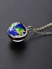 1pc Solar Universe Galaxy Pendant Necklace, Glass Ball Pendant Necklace, Fashion Jewelry Accessories Men's Gift
