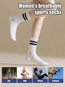 1/5/6/10 Paar einfarbige schwarz-weiße unisex Outdoor Radfahren elastische Socken mit mittlerer Wade für Sport