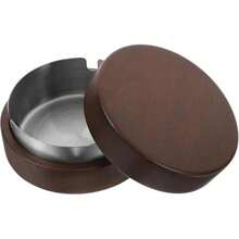 1 pezzo Posacenere in legno con coperchio, posacenere antivento con design in acciaio inossidabile carino, adatto per feste indoor/all'aperto, ufficio, casa, balcone