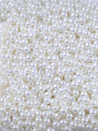 500 件/1000 件，4 毫米/6 毫米/8 毫米/10 毫米水磨 ABS 米色和纯白色仿珍珠直孔圆珠，适用于 DIY 手机链包、流苏、发夹、手链、脚链、珠子和配饰