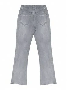 NVFelix 2026 New Sexy Low-Waist Fitted Flare Jeans For Women, Stretchy Fabric, Distressed Wash, Elegant & Fashionable, Comfortable For Home & Casual Wear, Y2K Streetwear Style, Suitable For Spring & Summer - Màu Xám nhạt - Xem 7