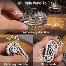 1Pc Metal Gear Chain Fidget Toy, Relieve Stress By Rotating Bicycle Chain With Hands, Multiple Ways To Play,Teen Gift, Desk Toy - Multicolor - View 3