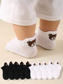 10/5 Paar Baby Socken, geeignet für 0-3 Jahre, einfarbig schwarz & weiß unsichtbare Socken mit Bärenmuster und Fersenbandage, sehr geeignet für den Sommertrag - Verschiedenfarbig - Übersicht 8