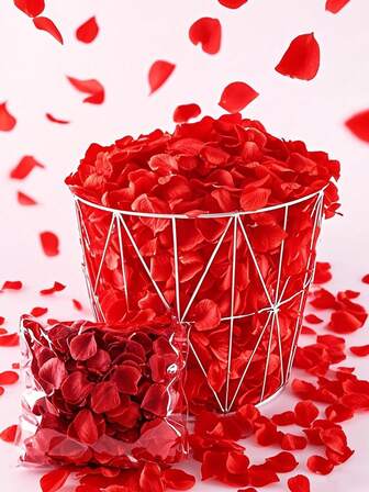 1200 pétalos de rosas artificiales, pétalos de flores de seda artificiales rojas para decoración romántica, propuesta, boda, cumpleaños, celebraciones del Día de la Madre, San Valentín y fiesta de compromiso, decoraciones y accesorios fotográficos