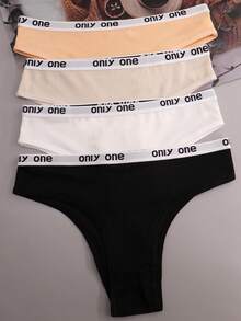 4件套女士弹力字母腰带舒适T字裤 - 彩色 - 查看 3