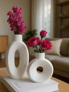 2PCS/Set - Striped Vase Silicone Mold With Accessories DIY Simple European Vase Plaster Mould Home Decoration Ornament Epoxy Resin Mold Handicraft Casting Molds - White - View 1