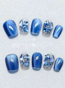 10 szt. granatowych kocich oczu, błyszczące ozdoby do paznokci, luksusowe akcesoria do paznokci, ręcznie robione naklejki na paznokcie, artykuły do paznokci, paznokcie