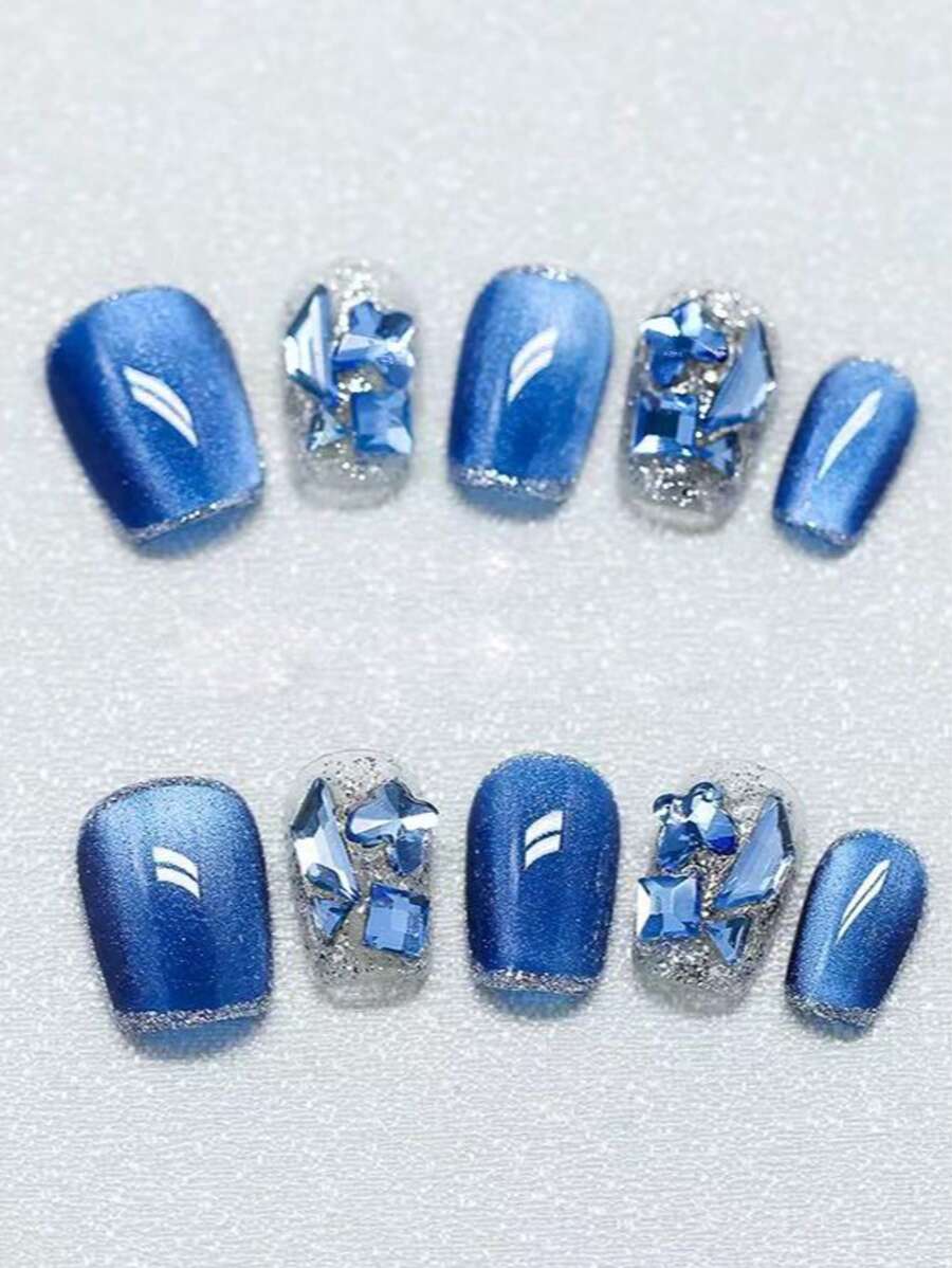 10 szt. granatowych kocich oczu, błyszczące ozdoby do paznokci, luksusowe akcesoria do paznokci, ręcznie robione naklejki na paznokcie, artykuły do paznokci, paznokcie