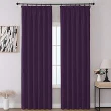 VEHEDE 两套米色遮光窗帘适用于轨道系统窗帘短款不透明卧室窗帘不透明荷叶边胶带 - Lila - 查看 26