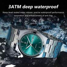 1 PIEZA Reloj de pulsera para hombre, escala de barras, manecillas luminosas, esfera redonda multifuncional con calendario dual, visualización en inglés del día de la semana, fecha y función de calendario, correa de acero inoxidable 316, estilo deportivo sencillo al aire libre, cierre de mariposa, superficie de espejo reforzada con mineral - Multicolor - Ver 4