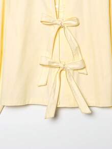 Women's Solid Color Bow Tie Long Sleeve Blouse, Suitable For Spring And Autumn - Yellow - View 5