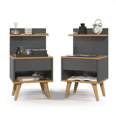 Kit 2 Mesas de Cabeceira Mudo Sleep Retro Quarto Cama Várias Cores