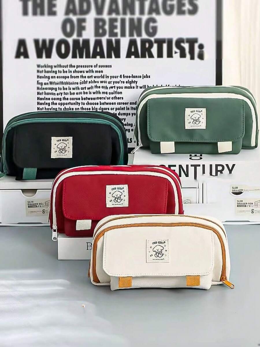 Papelería minimalista Pouch, estuche de lápices de gran capacidad de alta calidad adecuado para estudiantes, bolsa de útiles escolares, regalos de vuelta a la escuela - Multicolor - Ver 1