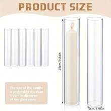 12pcs Hurricane Candle Holders - 5cm Wide X 25cm High Clear Glass Hurricane Candle Holders, Tall Candle Glass Holders, Open Top Candle Covers, Suitable For Wedding Party Christmas Home Decor