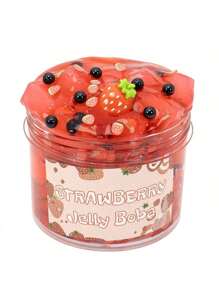 1pc 100ml Boba Crunchy Slime Set, Strawberry, Grape And Peach Scented Crystal Slime Kit, & Christmas Decoration, Super Soft And Non-Sticky Jelly Cube Slime, Party Favor & Birthday Gift,Slime,Christmas Gifts,Slime Kit,Grape,Slime Making,Gonggi