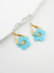 1 par de pendientes con colgante de trébol azul de acrílico, elegantes y lindos, aptos para mujeres, ideales para citas, fiestas y regalos