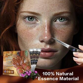 ウォームブラウンのスメアリングタイプ プロのタトゥーインク&タトゥークリーム、ヘナペースト ヘナタトゥー、半永久的ヘナタトゥーペースト、防水ヘナステンシルボディアート用ペイント創造的なドローイング そばかすのためのギフト