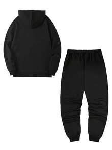 Men Hoodie Co-Ords - Black - View 3