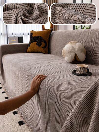 1 st. Vintage visgraatpatroon bankovertrek, huisdiervriendelijke polyester chenille stof, machinewasbaar, past op fauteuil tot hoekbank, multifunctionele bankovertrek voor woonkamer en slaapkamerinrichting