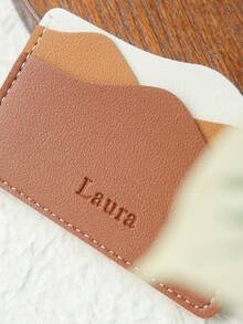 Takeoak 1pc Customized Name Card Holder, Personalized Letter Combination Credit Card Wallet, Minimalist Thin Card Case Inspired By Natural Mountains And Seasons, Faux Leather Material, Ultra-Thin Front Pocket Wallet, Can Store ID Cards, Cute And Fun Slim Card Organizer - Multicolor - View 10