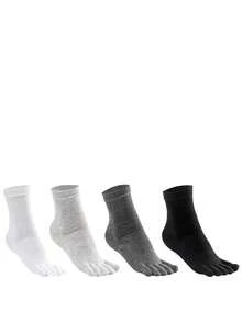 3/6/9 Pairs Men's Solid Color Straight Mid-Calf Toe Socks, Unisex Back To School Pride Month(US) Antibacterial Moisture Wicking Fabric, Suitable For Men And Women, All Seasons, Seamless Fit Any Foot - Multicolor - View 11