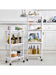 1 pieza Estantería de almacenamiento rectangular para la cocina, carrito rodante independiente, estantería organizadora para el baño, estantería de varios niveles para almacenar artículos de tocador y aperitivos