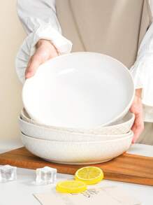 1 Peça Prato Cerâmico Minimalista, Design de Borda Em Relevo, Opções de Prato Redondo/Prato Bottom com Borda, Adequado para Casa/Restaurante, Prato de Jantar, Prato de Sopa, Prato de Salada