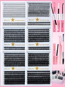 RITALASH 280pcs D Curl Christmas Gift Cluster Lash Kit DIY Eyelash Extensions Long Individual Lashes Mixed Tray Lash Clusters Extensions DIY Cluster Lash At Home With Bond And Seal Applicator Cluster Lash Remover And Lash Brush - Black - View 8