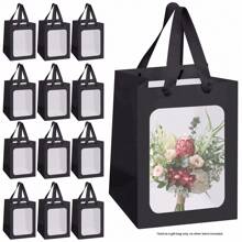 1/3/5 piezas Bolsas de regalo con ventana transparente para flores, cajas de exhibición de ramos de flores grandes, cajas de regalo plegables y portátiles