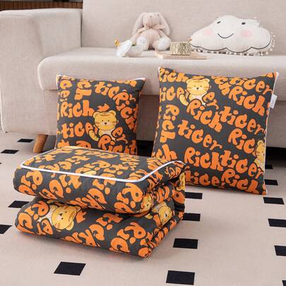 Manta plegable, útil como almohada de acurrucarse y colchoneta para la siesta, hecha de 100% algodón, versátil para autos, oficinas, manta pequeña para siestas en el auto