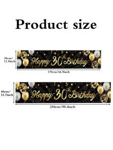 1 件生日横幅，优雅的黑色和金色派对背景，18/30/40/50/60/70/80/90 岁生日派对装饰，照片背景，适合生日派对、婚礼主题派对、返校节、万圣节
