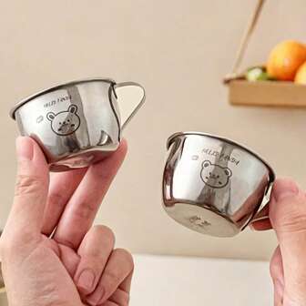 1/5個 304ステンレス鋼 ミニ子供用水筒 ハンドル付き、かわいいカピバラ&クマ柄 ミルクコーヒーカップ、ポータブル 耐久性 熱傷防止 飲み物カップ、大人&学生用 自宅、学校、オフィス、パーティー、アウトドアキャンプ、ピクニック、旅行、新学期に最適 70/200ml