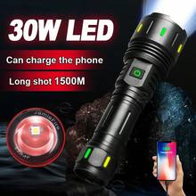 High-Power LED Flashlight Long-Range 1500 Meters Ultra-Bright Zoom Waterproof Tactical Torch Rechargeable Camping Fishing Light Outdoor Hiking Adventure Hunting Light - Black - View 2