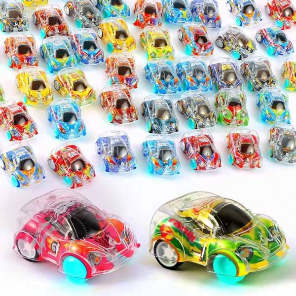 10 Stück doppelschichtige transparente Mini Trägheitsrennauto Spielzeug Modelle, Geschenke