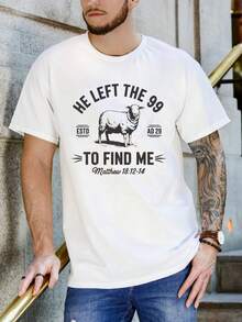 He Left The 99 To Find Me T Dhirt, Jesus Shirt Design, Bible Art, Faith Based Shirt, I Found Png, Luke Sheep Png, God Is Greater Tee, High Quality Breathable Material, Delicate Printing, Moisture Wadded Sweat, Soft And Skin Friendly For Gift Or Parties - 白色 - 查看 2