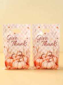 10/25/50 件感恩节装饰礼品袋，南瓜枫叶图案礼品包装袋，感恩节秋季主题手提包，节日万圣节装饰家居装饰多功能包装袋