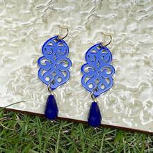 1 对波西米亚风亚克力镂空撞色水晶泪珠耳环，适合女士日常佩戴 - 幾何 - 查看 20