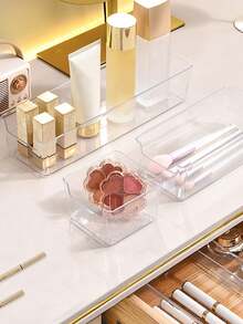 10 Stück klare Acryl Make-up Organizer Tabletts, Kosmetik Organizer, Pinselhalter, Make-up Aufbewahrungsboxen, transparente Schminktisch Schubladen, Organizer für Make-up (Foundation, Puder, Concealer, Concealer Pinsel, Lippenstift, Rouge, Make-up Pinsel), Schmuck, Küche, Schlafzimmer, Badezimmer, Fernbedienungen, Zahnstocher, Ladegeräte, Handyhüllen, platzsparend, Zurück zur Schule, Schlafzimmer Dekoration, Zurück zur Schule - Transparent - Übersicht 11