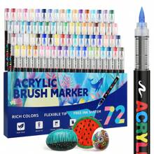 24/36/48/60/72-Farben gerade Flüssig-Soft-Kopf Acrylstifte Set für Studenten, nicht auslaufend, stapelbar, Kunst-Interessenklasse, Malerei, Wasserfarben Stifte, Graffiti, Soft-Stifte, Rückkehr zur Schule