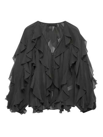 Elegant långärmad blus för kvinnor, ny vår 2025, pendlingsblus för dam, löst sittande, damblus, toppar, mode, vinröda, lager på lager, volanger