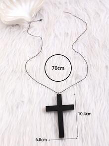 1pc Vintage Gothic Christian Black & White Wooden Cross Pendant Necklace, Fashion Jewelry Accessory Suitable For Wedding, Music Festival, Cosplay - Multicolor - View 9