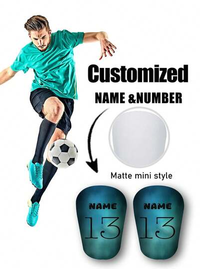 SRH 1 Pair Customizable Number & Name Matte Mini Shin Guards, Various Gradient Background Colors, Customizable Font & Color, Personalized Shin Guards, Strong Matte Finish, High-Quality PE Material Smooth Surface, Soft EVA Cushion Pad, Comfortable Fit, Leg Protector, Ideal For Youth Soccer Enthusiasts, Soccer Training Gear, Soccer Accessories, Great Personalized Halloween, Christmas Gift For Partners, Family, Friends, Teens, Competition Memorabilia, Prizes