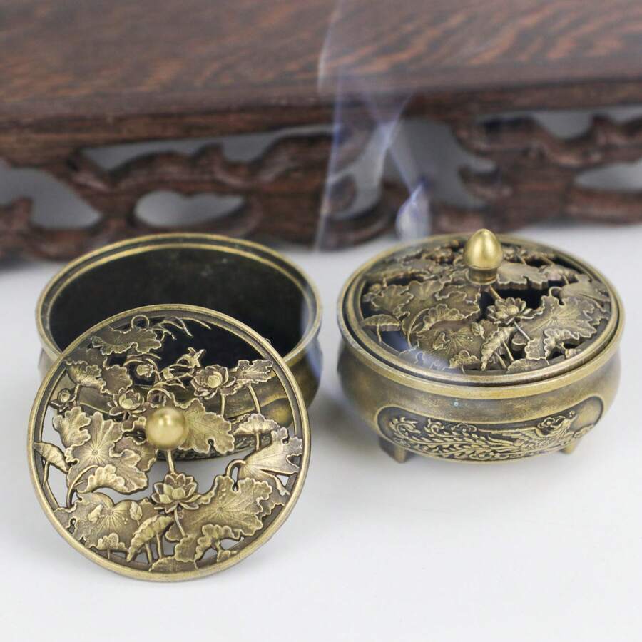 1 pieza Quemador de incienso con diseño de Emperador y Emperatriz Dragón Fénix, soporte de incienso con forma de hoja de loto de aleación de zinc, estilo real, artesanía cultural intangible, coleccionable de arte de fragancias de lujo