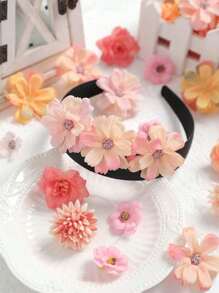 80 PIÈCES Combinaison de têtes de fleurs artificielles, mélange de roses en soie et de chrysanthèmes. Utilisé pour la réalisation de bouquets de mariage, compositions florales pour bébé, décoration de table et d'intérieur, décoration d'automne