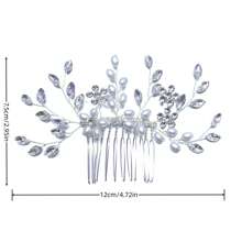 1 pieza Peine de pelo de vidrio con diseño floral elegante, accesorio de pelo adecuado para novia, boda, todas las estaciones