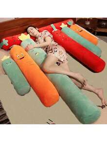 1pc Cute Cartoon Long Bar Pillow Bedroom Bed Sleeping Cylindrical Carrot, Cactus, Dinosaur, Strawberry Cushion Pillow Home Decoration Pillow Pendant Decoration - Multicolor - View 6