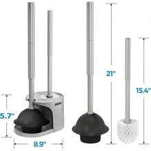 FORASTO 2 In 1 Toilet Plunger And Brush Set,Extended Handle Plunger,Toilet Bowl Brush Plunger Set,Bathroom Cleaning Tools ,Toilet Brush Plunger Combo,Cleaning Brush,Bathroom Cleaning Supplies - 深灰色 - 查看 8