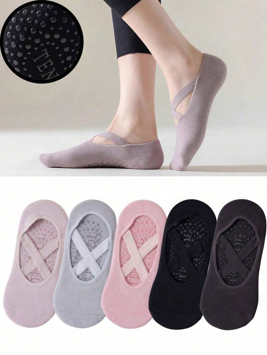 1/3/4 pares de calcetines de yoga antideslizantes para mujer, calcetines con agarre, calcetines neutros para hospital, soporte para el tobillo, calcetines deportivos amortiguadores
