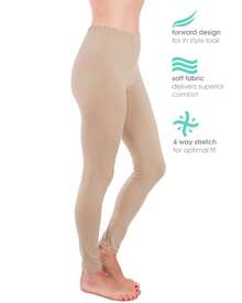 Ultra Soft High Rise Waist Full Length Basic Leggings  Plain - Khaki - View 2