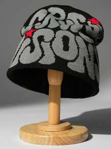 Warm Knitted Beanie Hat, Y2K Style, Acrylic Letter Design Unisex Cap For Men & Women, Autumn/Winter Casual Streetwear